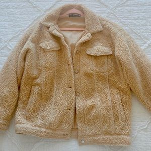 Missguided Oversized Teddy Borg Jacket (Size 4)
